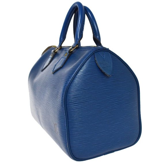LOUIS VUITTON LV Logo Speedy Travel Hand Bag Epi Leather Blue - Picture 4 of 16